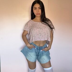 American Apparel Floral Crop Top - Pink